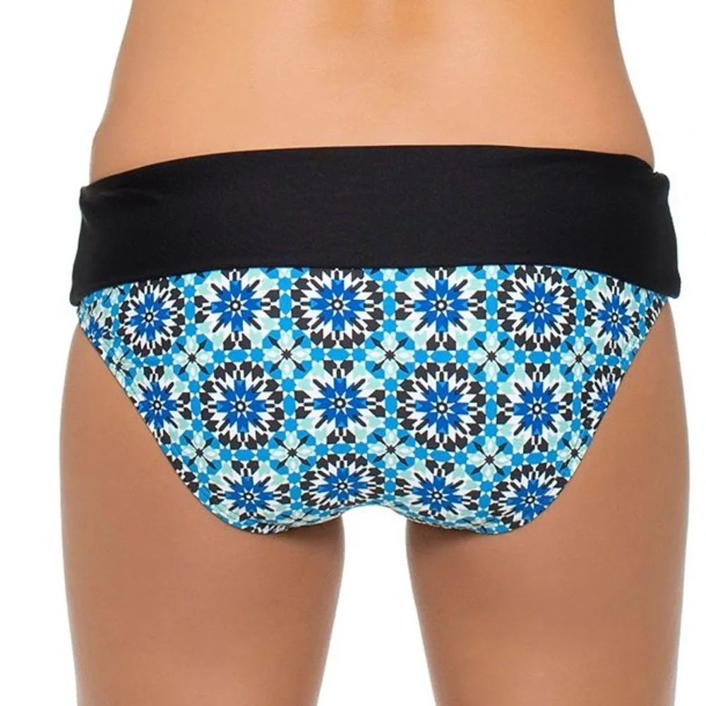 Black & Blue Print Swim Bottoms